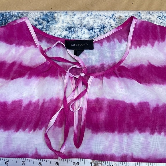 AB Studio pink and white sheer top size L - Picture 2 of 8